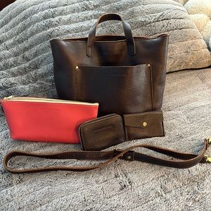 Portland leather bag and extras